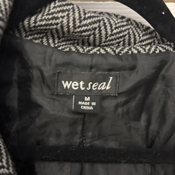 Wet Seal Womens Jacket Cropped Brown embroidered 2 buttons30% wool Size M - Picture 6 of 8